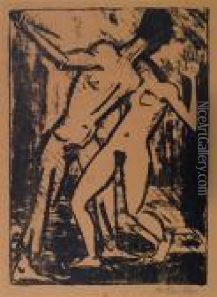 Der Mord 3 (liebespaar Ii). Oil Painting - Otto Mueller