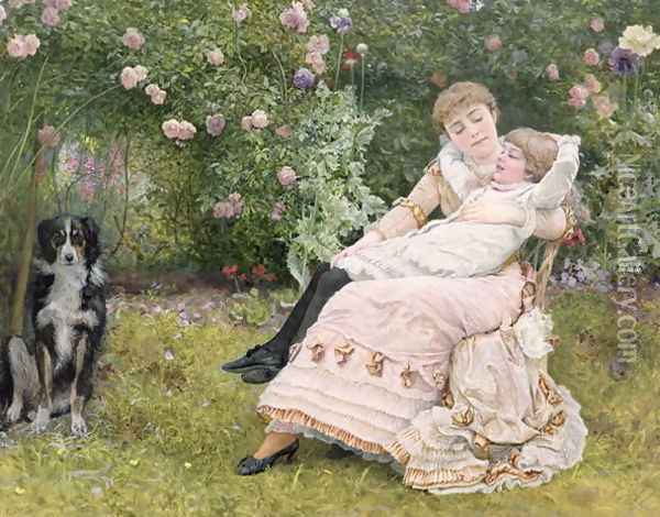 A rest in the garden Oil Painting - Edward Killingworth Johnson