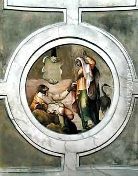Representation of one of the Virtues from the ceiling of the Grimani Chapel Oil Painting - Battista Franco