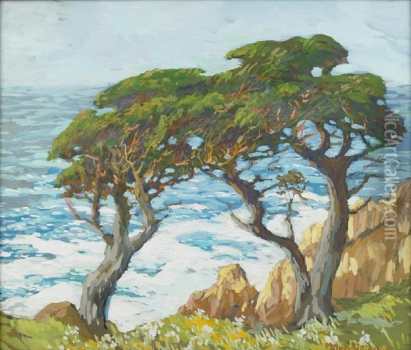 Twin Cypress Oil Painting - Mary Deneale Morgan