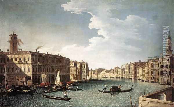 The Grand Canal with the Fabbriche Nuove at Rialto 1734-37 Oil Painting - Bernardo Canal