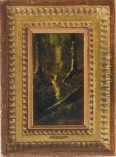 Forest With Waterfall And Fallen Tree Oil Painting - Ralph Albert Blakelock