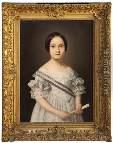 Retrato De La Infanta Luisa Fernanda De Borbon, Nina Oil Painting - Federico de Madrazo y Kuntz