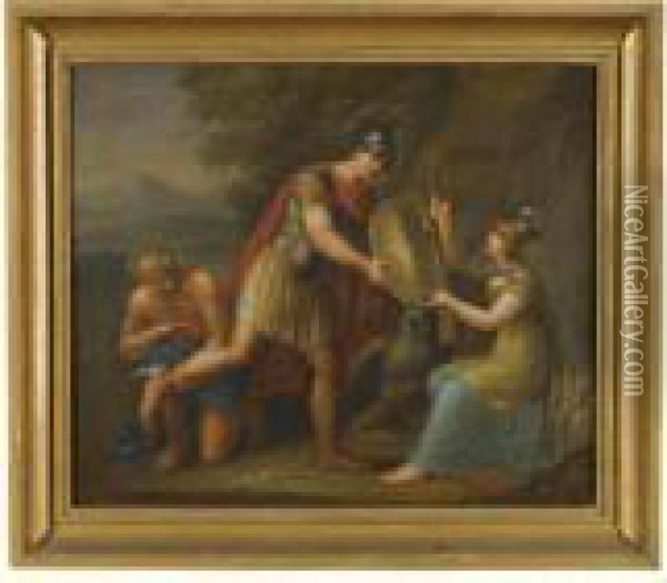 Minerva Giving Perseus Her Shield Oil Painting - Angelica Kauffmann