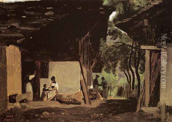 Entrance to a Chalet in the Bernese Oberland Oil Painting - Jean-Baptiste-Camille Corot
