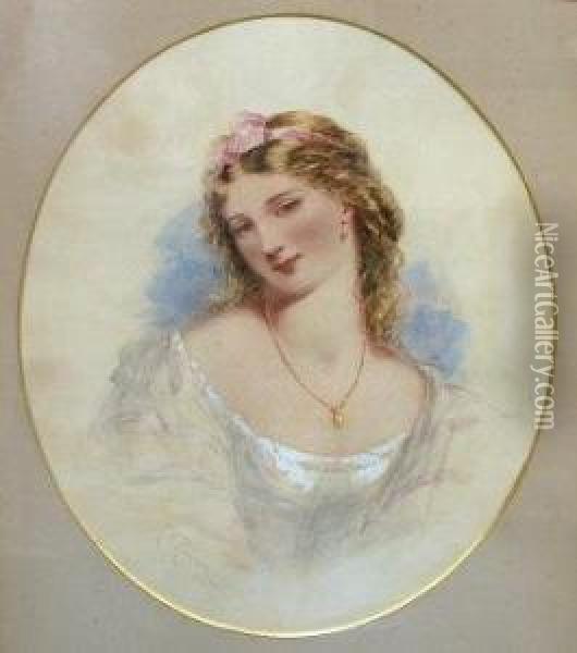 Portrait Of A Lady Oil Painting - Henry E. Hobson