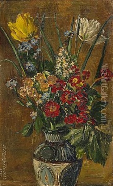 Stilleben Med Blommor I Vas Oil Painting - Anna Katarina Munthe-Norstedt