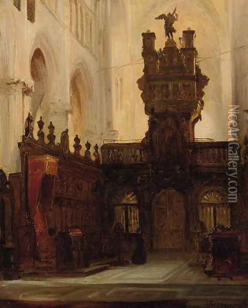 A church interior 2 Oil Painting - Johannes Bosboom