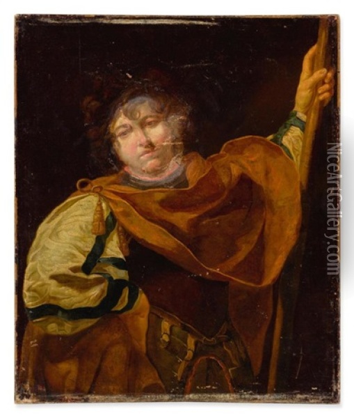 Portrait Of A Young Man In Armor, Three-quarter Length Oil Painting - Simon Vouet