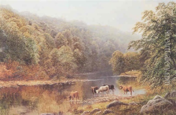On The Wharfe, Bolton Abbey Oil Painting - William Mellor