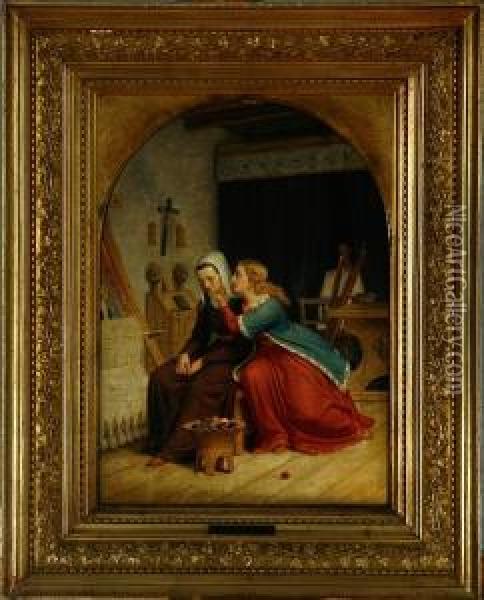 Two Mourning Daughters Oil Painting - Julius Exner