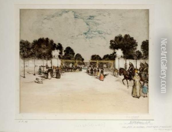 Le Jardin Des Tuileries Oil Painting - Jean-Francois Raffaelli