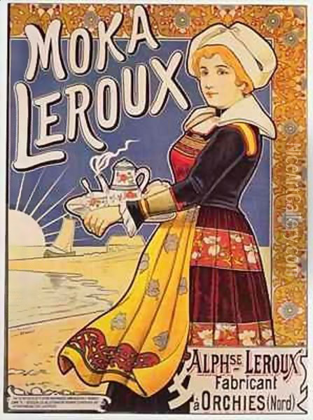 Poster advertising 'Moka Leroux' coffee Oil Painting - Paul Billoquet