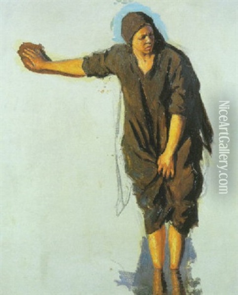 Femme Au Bord Du Nil Oil Painting - Ludwig Deutsch