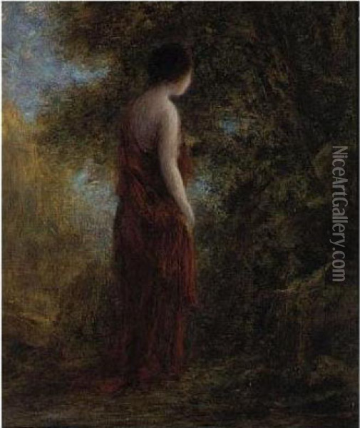 Standing Woman In A Forest Clearing Oil Painting - Ignace Henri Jean Fantin-Latour