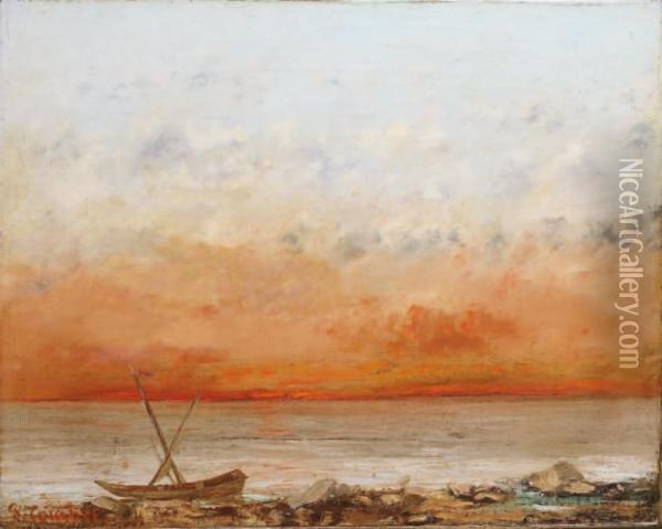 Soleil Couchant En Bord De Mer Oil Painting - Gustave Courbet