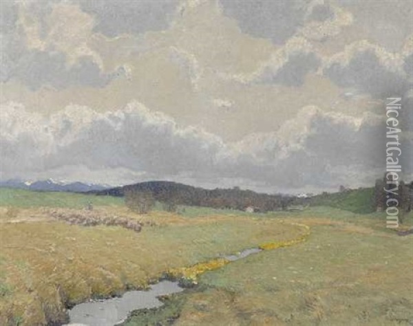 Vorfruhling In Den Bayrischen Vorbergen Oil Painting - Albert Stagura