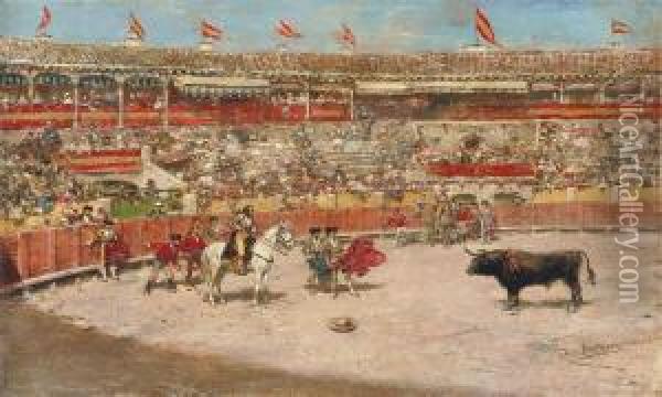The Bullfight Oil Painting - Jose Benlliure Y Gil