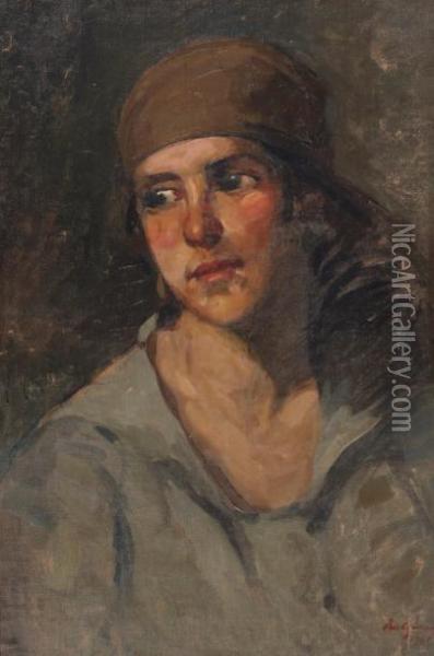 Portrait D'homme Au Turban Oil Painting - Petru Bulgaras