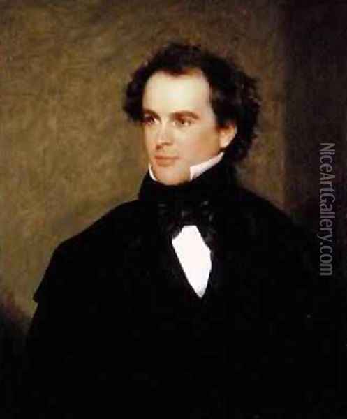 Nathaniel Hawthorne 1804-64 1840 Oil Painting - Charles Osgood