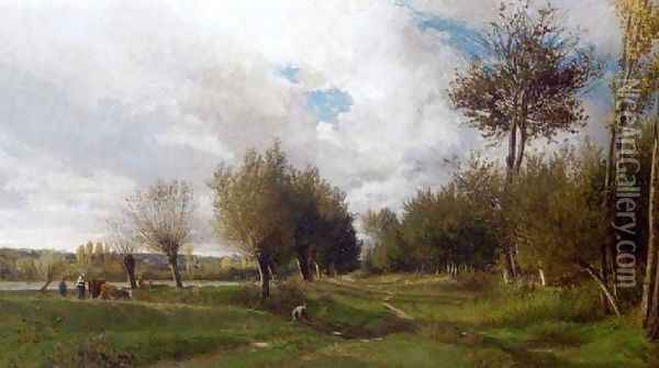 Le chemin vert Oil Painting - Emile Charles Lambinet
