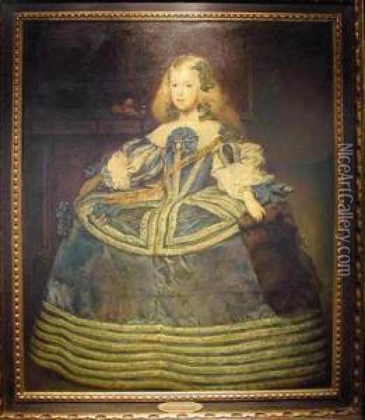 Portrait Of The Infanta Margaretha Theresia Oil Painting - Diego Rodriguez de Silva y Velazquez