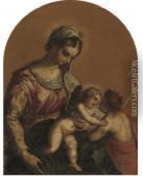 The Madonna And Child With The Infant Saint John The Baptist Oil Painting - Hans Rottenhammer