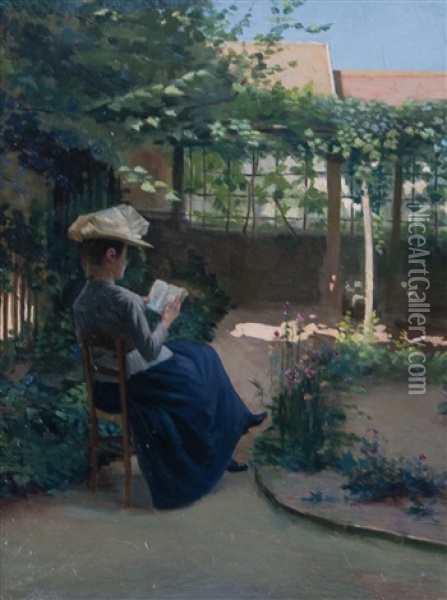 Suzanne Hoschede Au Jardin Oil Painting - Ernest-Ange Duez