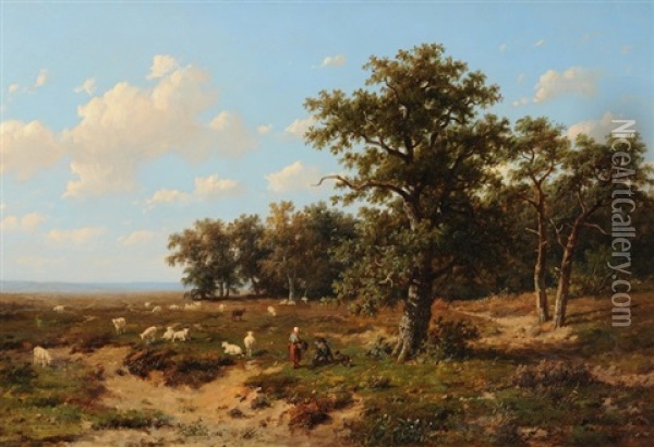 Landschaft Mit Schafherde Oil Painting - Anthonie Jacobus van Wijngaerdt