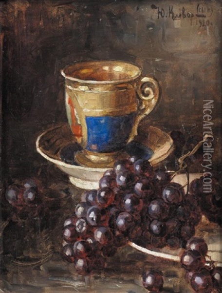 Still Life With Cup Oil Painting - Yuliy Yulevich Klever the Younger