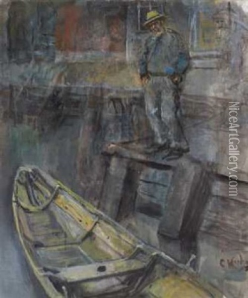Mann Pa Brygge Oil Painting - Christian Krohg