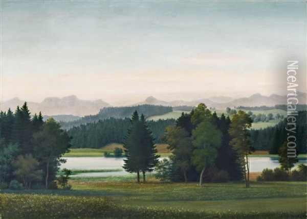 Seehamer See Oil Painting - Georg Schrimpf