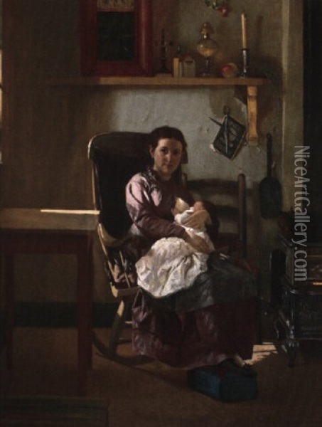 The Young Mother Oil Painting - John George Brown