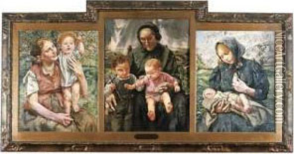 Sainte Famille - Les Ages De La Vie Oil Painting - Leon Henri Marie Frederic