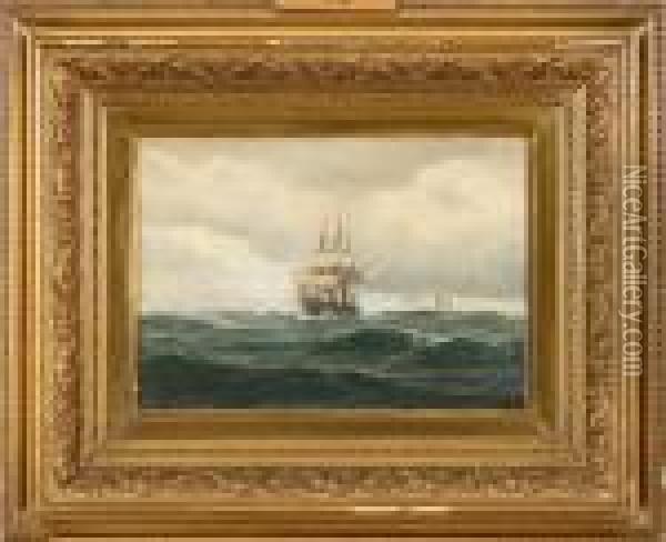 Seascape With The Frigate Jutland Oil Painting - Carl Emil Baagoe