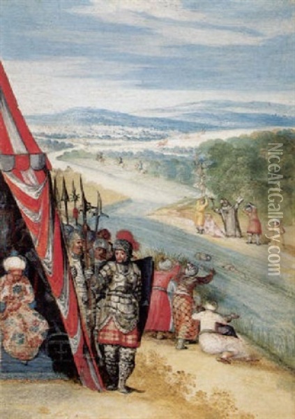 The Emperor Barbarossa Drowning In The River Calycadnus Oil Painting - Johann (Hans) Konig