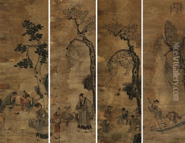 Figures (4 Works) Oil Painting -  Sha Fu