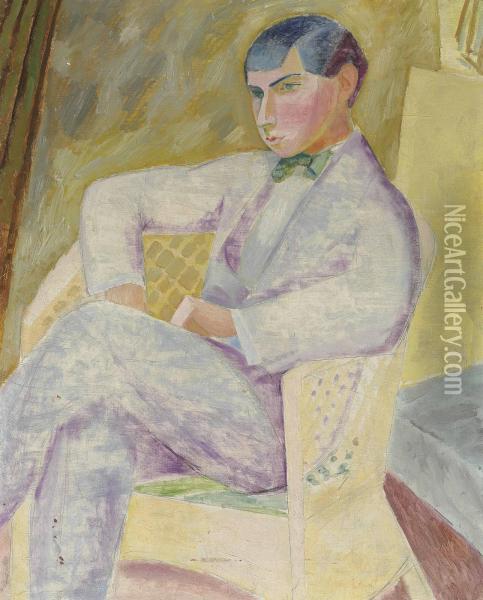 Portrait Of Ivan Grunewald, The Artist's Brother (1895-1983) Oil Painting - Isaac Grunewald