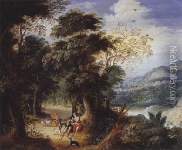 Paysage Avec Venus Et Adonis Oil Painting - Jasper van der Laanen