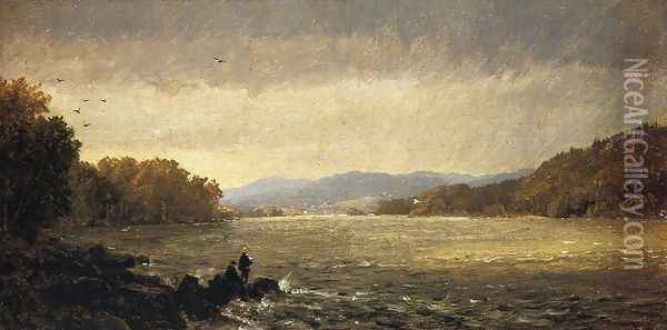 A View Upstream Oil Painting - Jasper Francis Cropsey