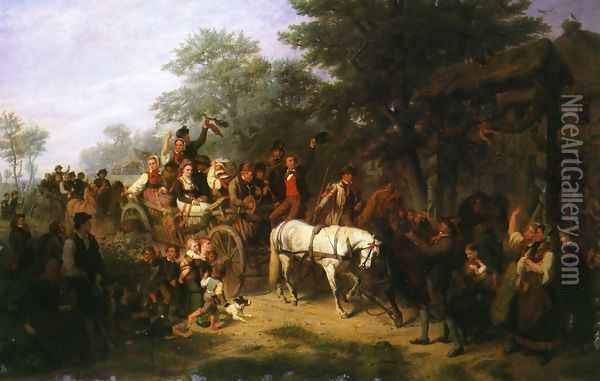 The Village Wedding Oil Painting - William Hahn