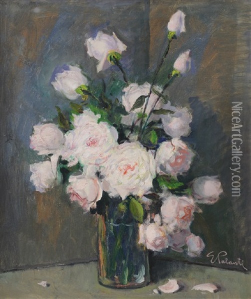 Rose In Vaso Oil Painting - Giuseppe Palanti