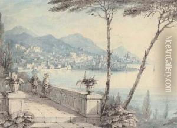 Genoa From The Villa Durazzo (illustrated); And Sepolero Di Ceciliametella Oil Painting - Caroline Lucy Scott