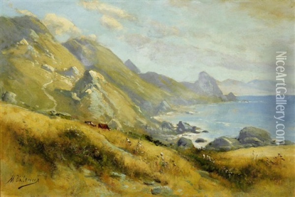 Outside The Heads Near Golden Gate, S.f., Cal Oil Painting - Manuel Valencia