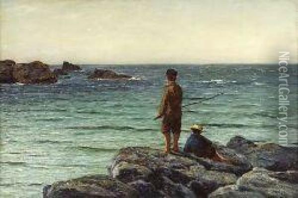 Fishing By The Sea Oil Painting - Joseph Henderson