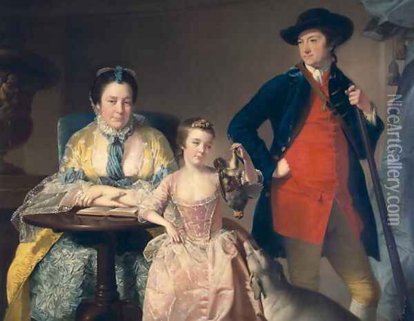 James and Mary Shuttleworth with one of their Daughters, 1764 Oil Painting - Josepf Wright Of Derby