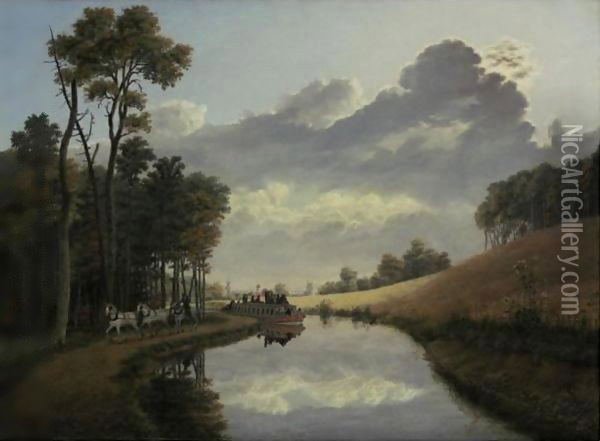 Pittsford On The Erie Canal Oil Painting - George Harvey