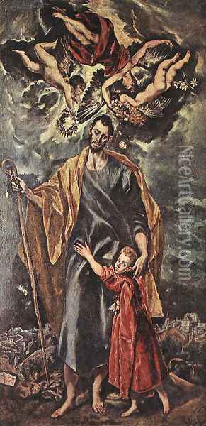 St Joseph and the Christ Child 1597-99 Oil Painting - El Greco (Domenikos Theotokopoulos)