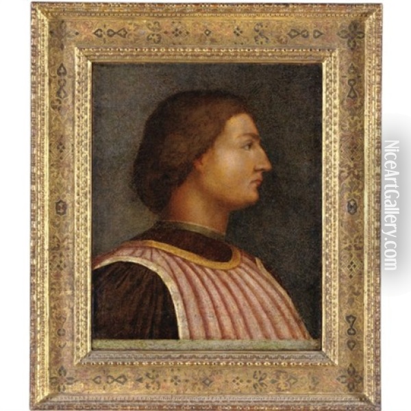 Ritratto Di Gentiluomo Di Profilo Oil Painting - Antonio di Puccio Pisano Pisanello