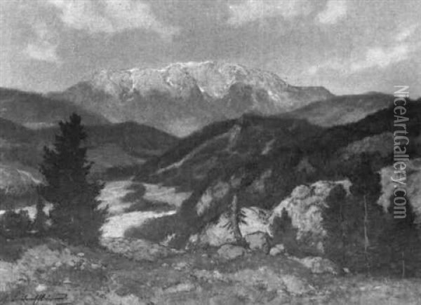 Schneeberg Oil Painting - Gustav Wilhelm Lautenschlaeger